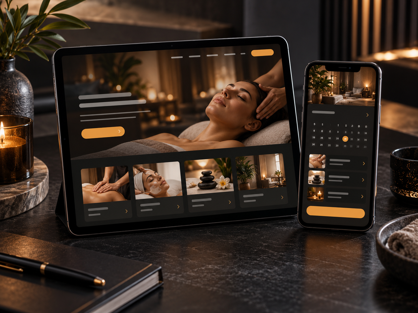 Responsive appointment booking website on a tablet and phone