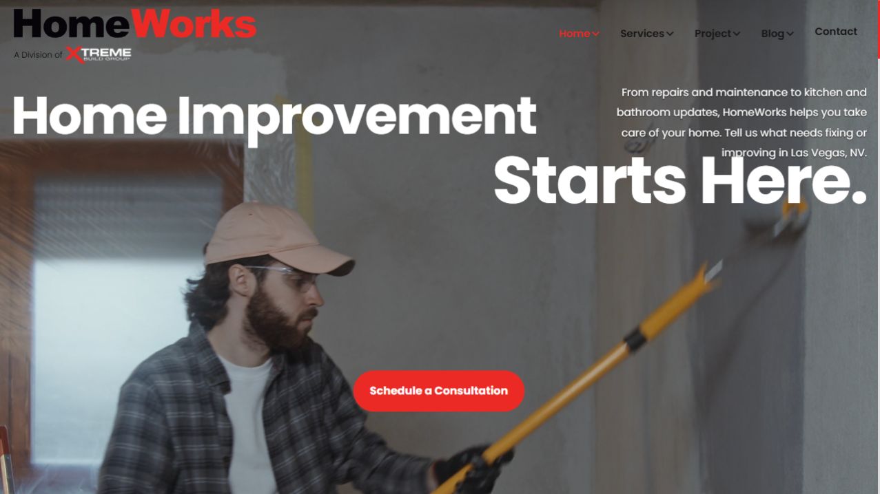 Screenshot of the HomeWorks website