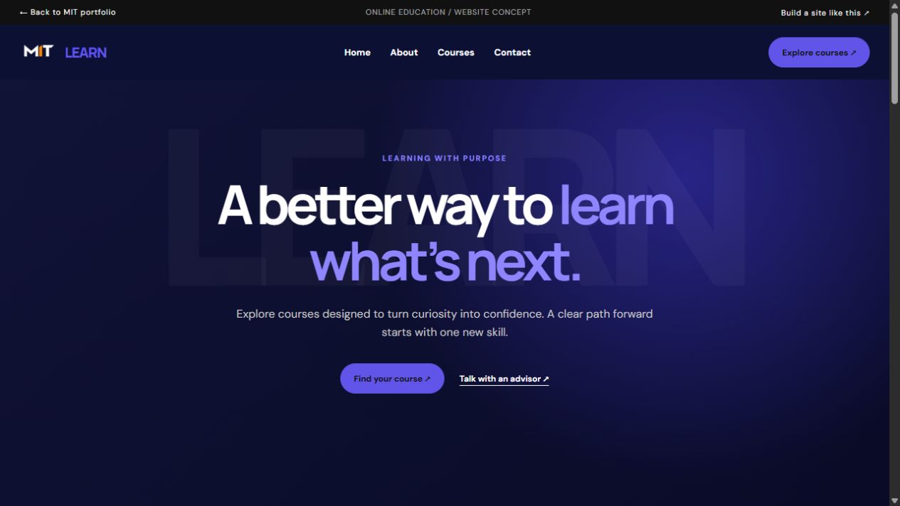 Screenshot of the MIT Learn website