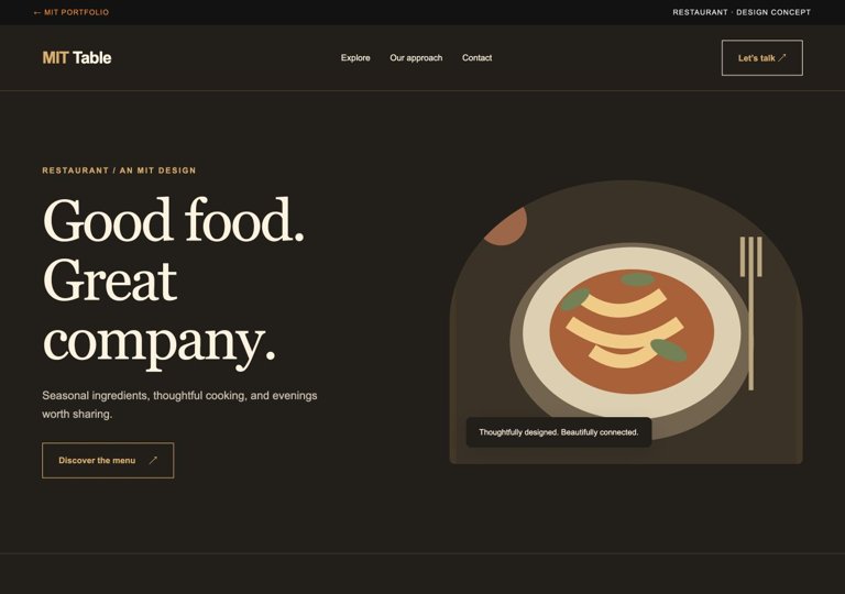 MIT Table website design