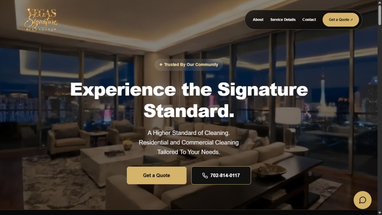 Screenshot of the Vegas Signature Cleaning website